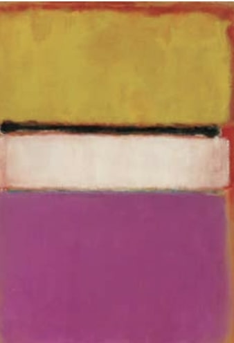 (Mark Rothko: Fehér középpont (sárga, rózsaszín és levendula vörösön), 1950, olaj, vászon, 205,8×141 cm, magántulajdon)